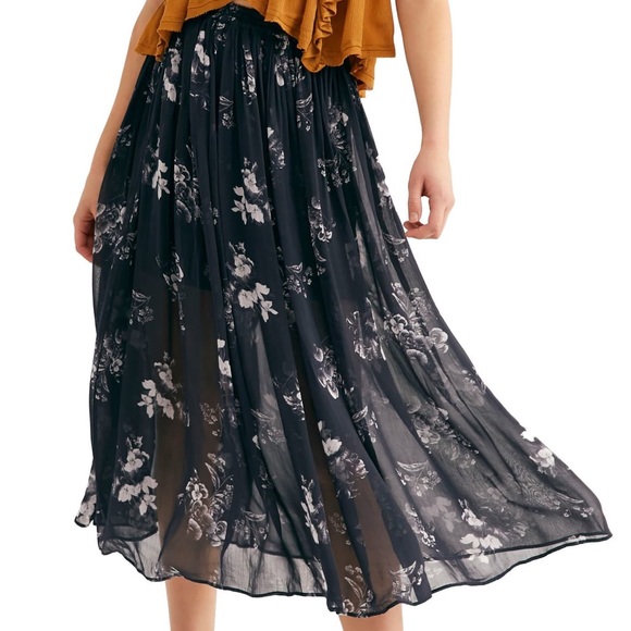 Free People Lydia Printed Illusion Skirt - Picture 1 of 8